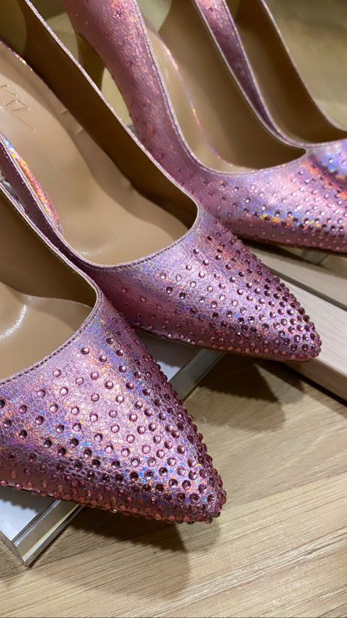 PINK TAŞLI PEMBE STILETTO